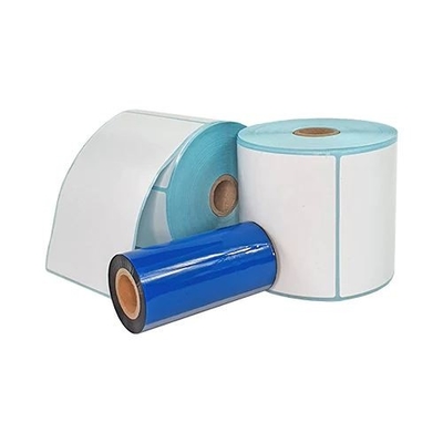 Adhesive Barcode Sticker Direct Thermal Paper with blue glassine liner