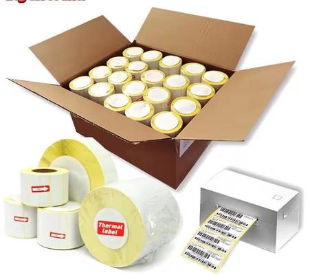 Adhesive Thermal Label  Blank Thermal Label Adhesive Barcode Sticker with yelllw glassine Liner