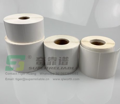 Semi Glossy Paper Adhesive Barcode Sticker Art Paper Adhesive Sticker printed by Ribbon