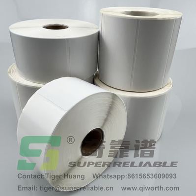 Semi Glossy Paper Adhesive Barcode Sticker Art Paper Adhesive Sticker printed by Ribbon