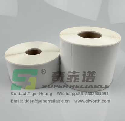 Semi Glossy Paper Adhesive Barcode Sticker Art Paper Adhesive Sticker printed by Ribbon