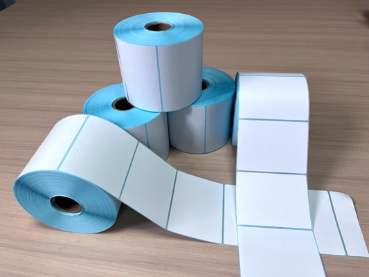adhesive thermal sticker blank sticker blue color liner adhesive barcode sticker