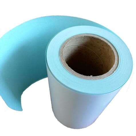HM2233L Top Thermal Paper Adhesive Label Material Top Thermal Hotmelt Glue Blue Glassine Liner