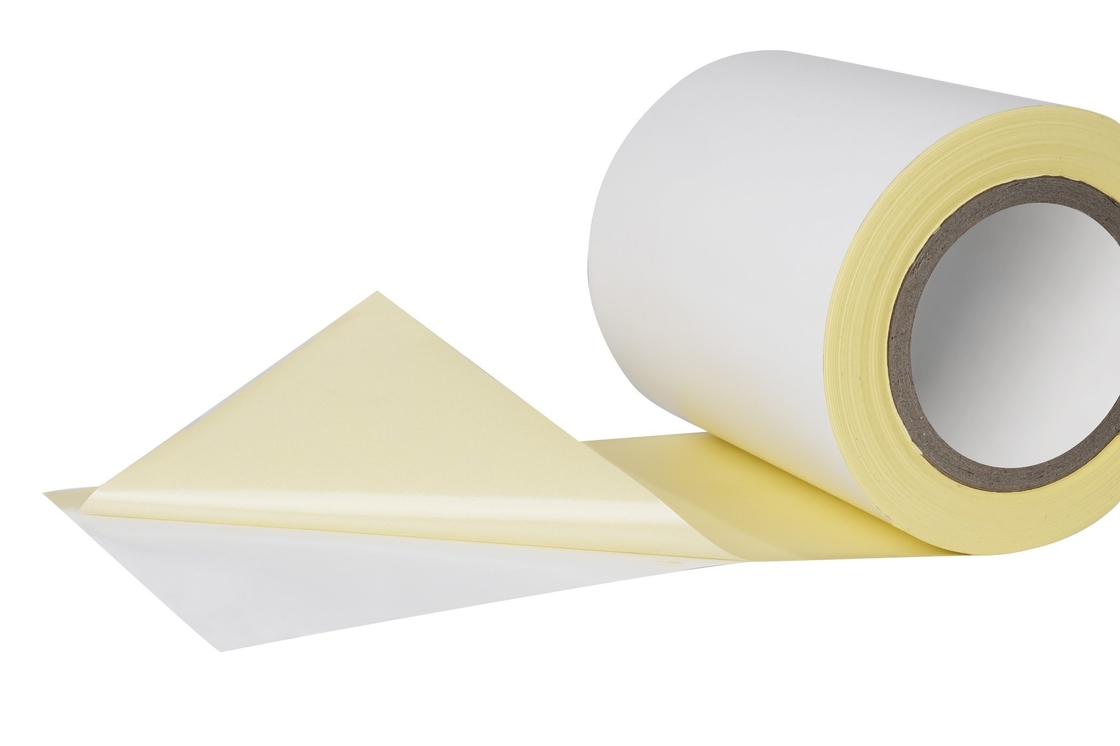 low temperature usage Vellum paper matter coated thermal transfer paper adhesive with yellow glassine liner AF2533H