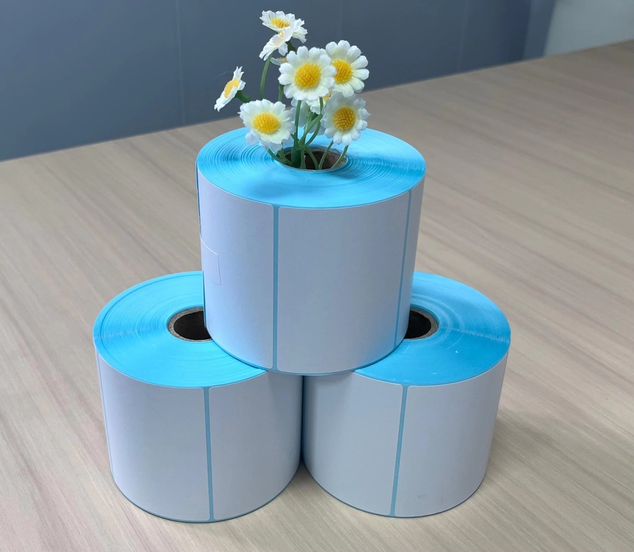 adhesive thermal sticker blank sticker blue color liner adhesive barcode sticker